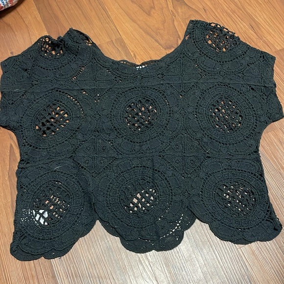 Black Knit Swim Top Coverup - Picture 3 of 3